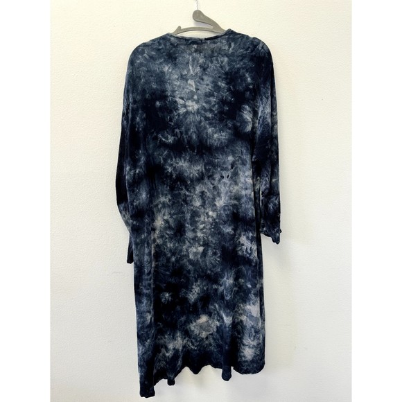 Torrid Tie Dye Blue Long Open Front Rayon Cardigan Size 1 - Picture 2 of 8